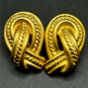 Erwin Pearl Vintage Gold Tone Flowing Knot Statement Clip On Earrings, Jewelry